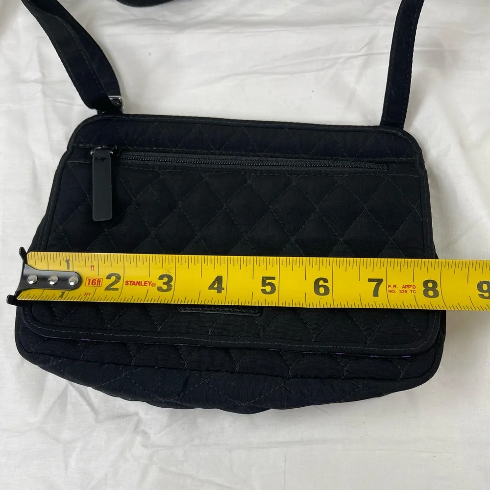 Vera Bradley Quilted Black Crossbody Bag with Polka Dot Interior